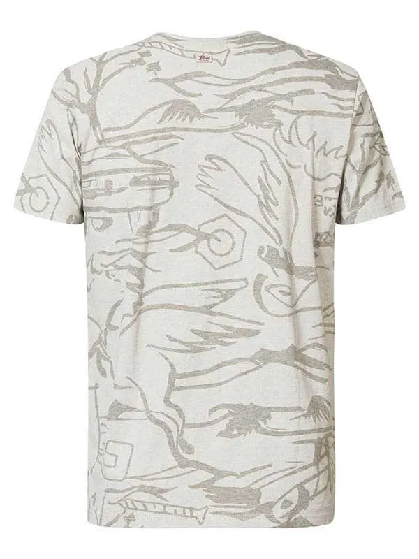 Men TShirts Petrol Industries TShirt With AllOver Print Light Grey Melee