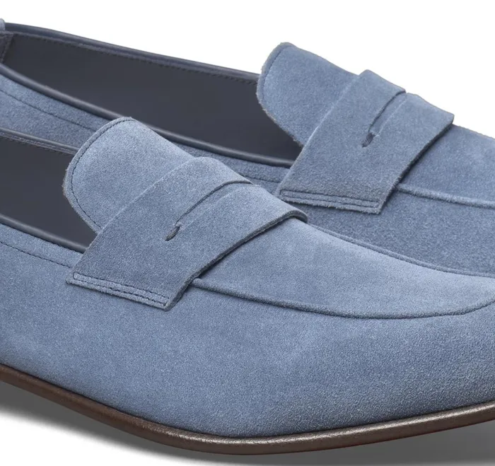 Men Taylor Penny Loafer Denim Italian Suede JohnstonandMurphy SlipOns and Loafers Men Taylor Penny Loafer Denim Italian Suede JohnstonandMurphy SlipOns and Loafers