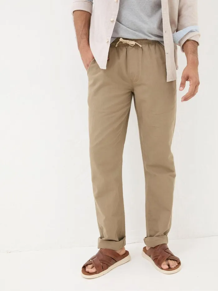 Men Trousers and Chinos Fat Face Natural Straight Cotton Linen Trousers