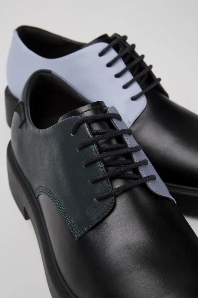 Men Twins Black Leather Shoes Camper Formal Shoes