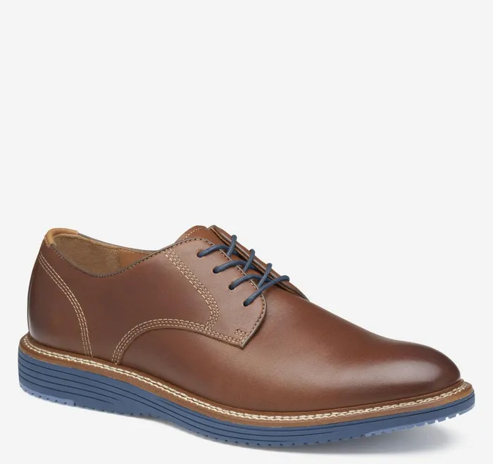 Men Upton Plain Toe Tan Full Grainblue Sole JohnstonandMurphy LaceUps Men Upton Plain Toe Tan Full Grainblue Sole JohnstonandMurphy LaceUps