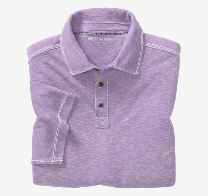 Men Vintage Slub Polo Lavender JohnstonandMurphy Polos and Tees