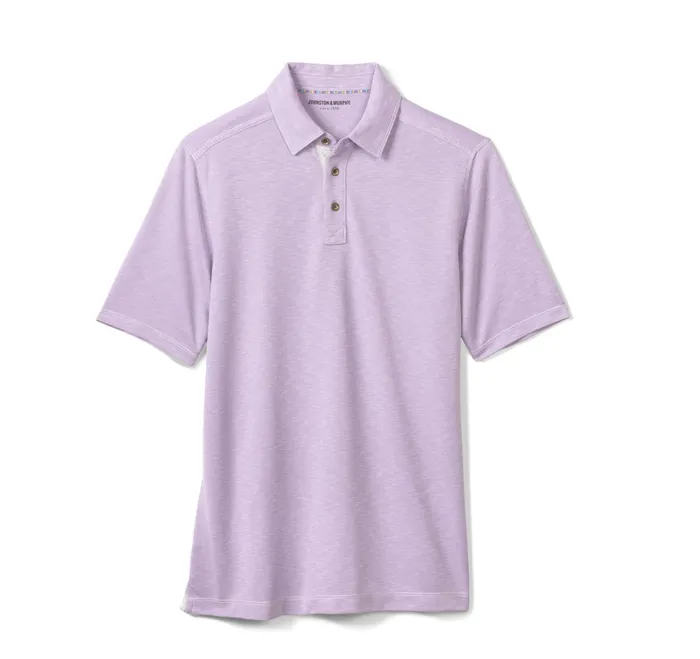 Men Vintage Slub Polo Lavender JohnstonandMurphy Polos and Tees Men Vintage Slub Polo Lavender JohnstonandMurphy Polos and Tees