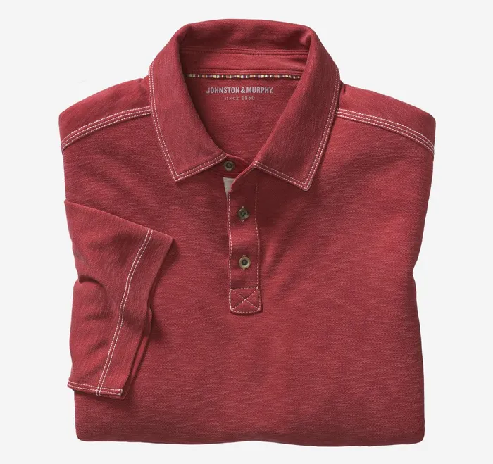 Men Vintage Slub Polo Red JohnstonandMurphy Polos and Tees