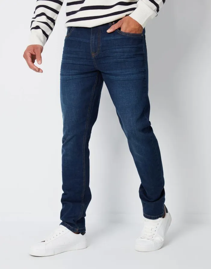 Men Vintage Wash Slim Fit Jeans Threadbare Slim Fit