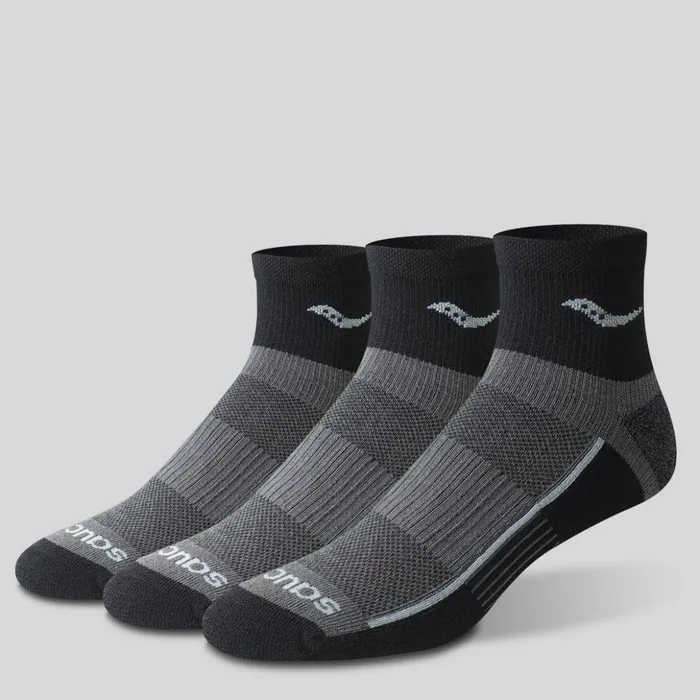 MenWomen Inferno Quarter 3Pack Socks Black Saucony Accessories