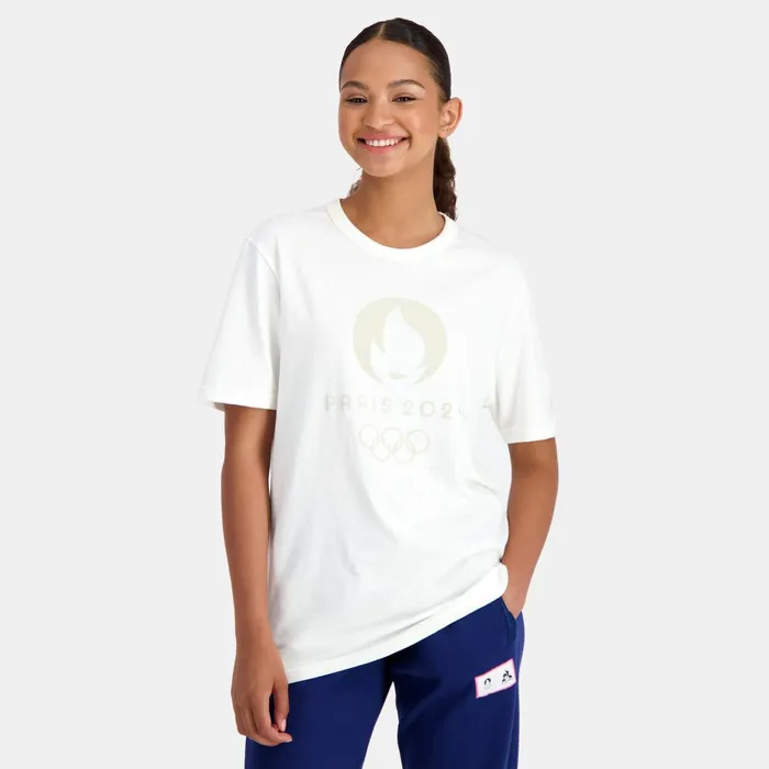 MenWomen Le Coq Sportif Tshirts And Tops Paris 2024 TShirt Marshmallow