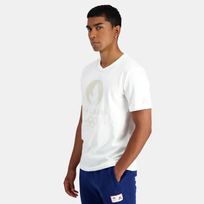 MenWomen Le Coq Sportif Tshirts And Tops Paris 2024 TShirt Marshmallow