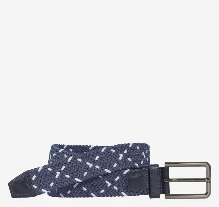 Men Woven StretchKnit Belt Navywhite JohnstonandMurphy Belts