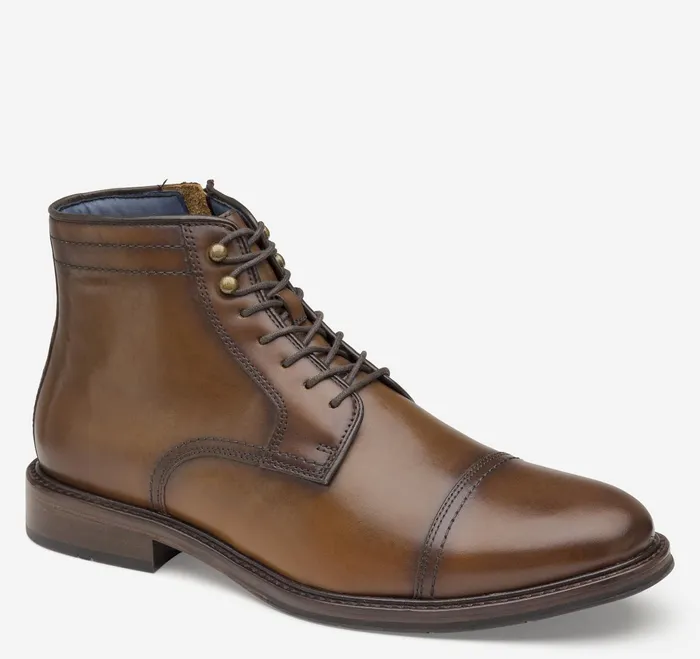 Men Xc Flex Raleigh Cap Toe Zip Boot Tan Full Grain JohnstonandMurphy Boots