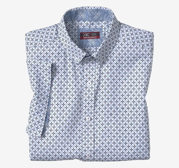 Men Xc4 ShortSleeve Stretch Woven Shirt Navyblue Circle Cross JohnstonandMurphy ShortSleeve Shirts Men Xc4 ShortSleeve Stretch Woven Shirt Navyblue Circle Cross JohnstonandMurphy ShortSleeve Shirts