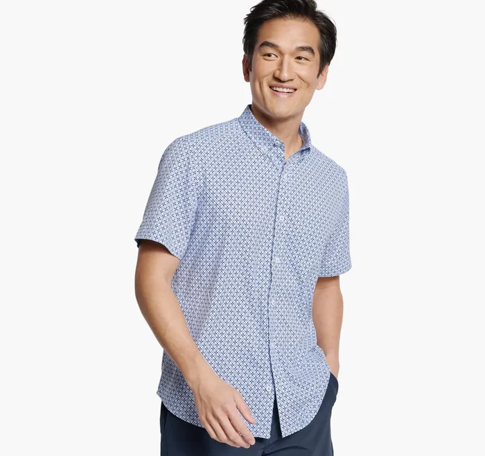 Men Xc4 ShortSleeve Stretch Woven Shirt Navyblue Circle Cross JohnstonandMurphy ShortSleeve Shirts Men Xc4 ShortSleeve Stretch Woven Shirt Navyblue Circle Cross JohnstonandMurphy ShortSleeve Shirts
