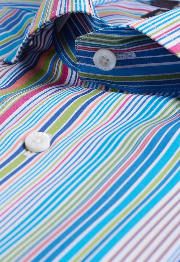 Mens Cotton Multicolor Stripe Sport Shirt Multi Sport Shirts Paulstuart Mens Cotton Multicolor Stripe Sport Shirt Multi Sport Shirts Paulstuart