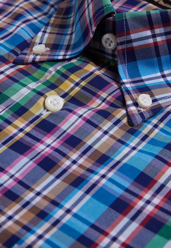 Mens Cotton Plaid Sport Shirt NavyMulti Sport Shirts Paulstuart Mens Cotton Plaid Sport Shirt NavyMulti Sport Shirts Paulstuart