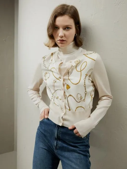 Merino Wool Cardigan With Louisville Silk Front Women Lilysilk Knitwear