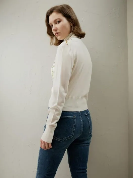 Merino Wool Cardigan With Louisville Silk Front Women Lilysilk Knitwear
