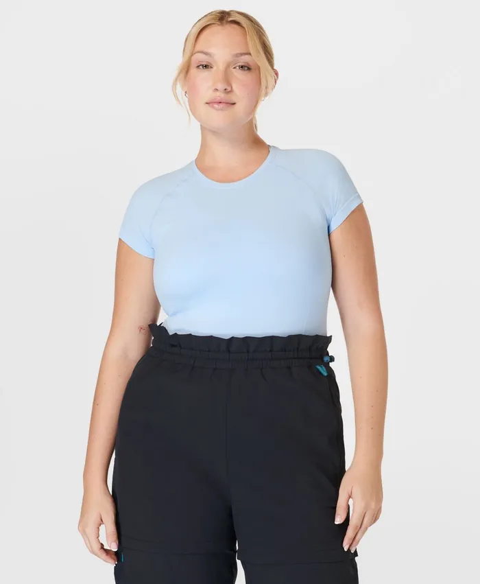 Merrell Tops Women Ascend Athlete Seamless Workout TShirt X Sweaty Betty Breeze Blue