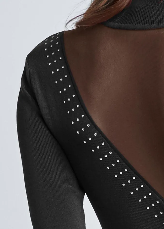 MESH INSET SWEATER Black Women VENUS Sexy Sweaters