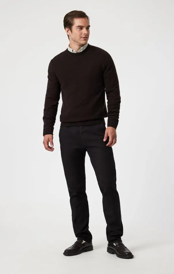 Milton Slim Straight Leg In Black Luxe Twill Men Mavi Jeans Pants