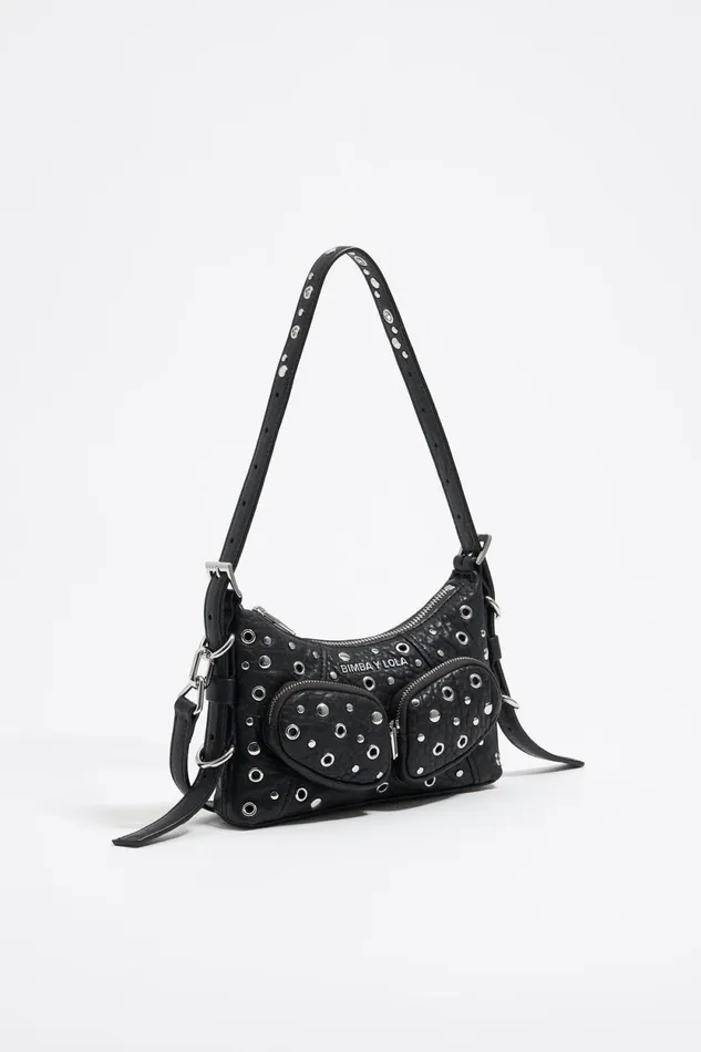 Mini Black Leather Pocket Slouch Bag Black Women Bimba Y Lola Evening Bags Mini Black Leather Pocket Slouch Bag Black Women Bimba Y Lola Evening Bags