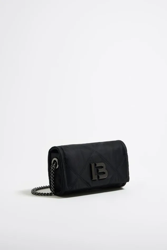 Mini Black Nylon Flap Bag Black Women Bimba Y Lola Crossbody Bags
