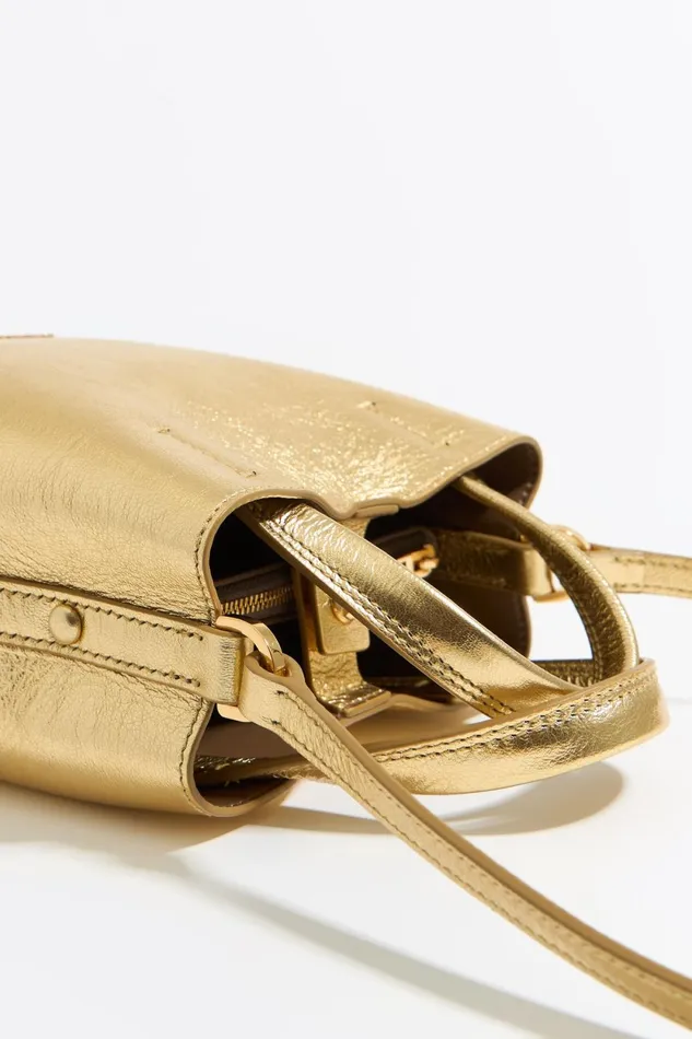 Mini Gold Leather Chihuahua Bag Gold Women Bimba Y Lola Evening Bags