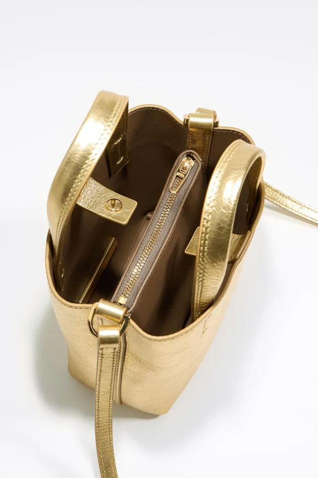 Mini Gold Leather Chihuahua Bag Gold Women Bimba Y Lola Evening Bags