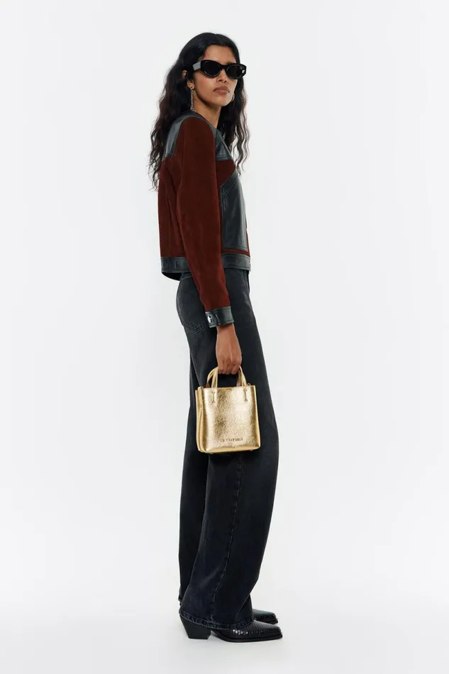 Mini Gold Leather Chihuahua Bag Gold Women Bimba Y Lola Evening Bags