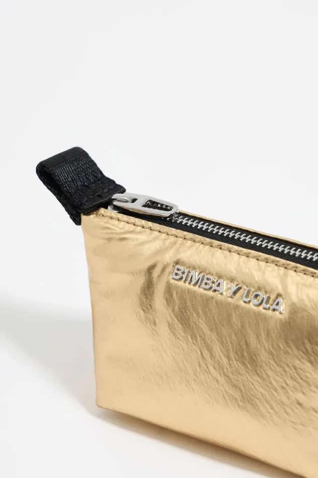 Mini Gold Metallic Fabric Trapezium Coin Purse Gold Women Bimba Y Lola Wallets And Coin Purses Mini Gold Metallic Fabric Trapezium Coin Purse Gold Women Bimba Y Lola Wallets And Coin Purses