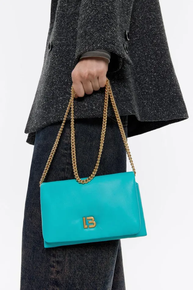Mini Turquoise Nappa Leather Flap Bag Turquoise Women Bimba Y Lola Crossbody Bags Mini Turquoise Nappa Leather Flap Bag Turquoise Women Bimba Y Lola Crossbody Bags