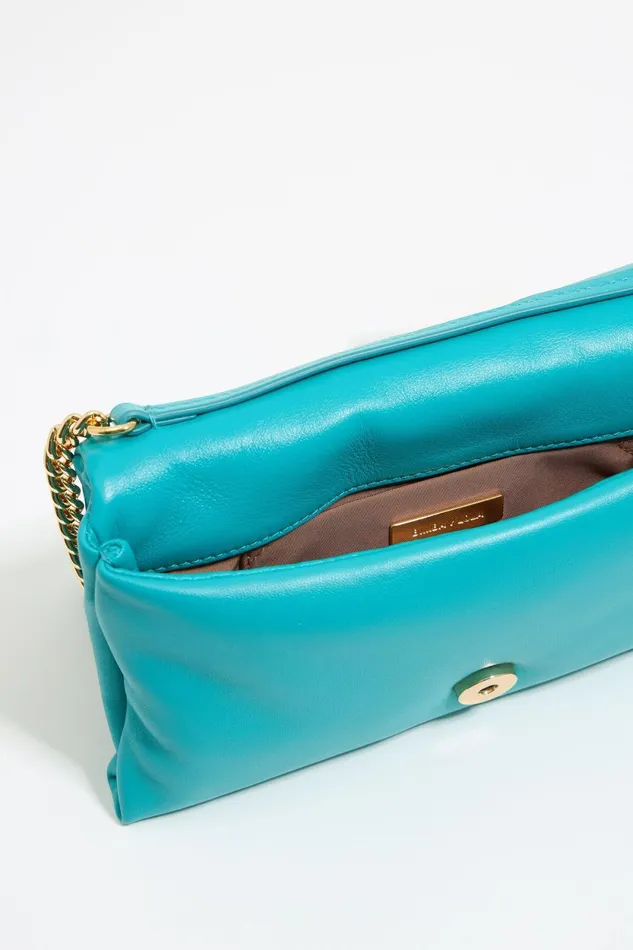 Mini Turquoise Nappa Leather Flap Bag Turquoise Women Bimba Y Lola Crossbody Bags Mini Turquoise Nappa Leather Flap Bag Turquoise Women Bimba Y Lola Crossbody Bags