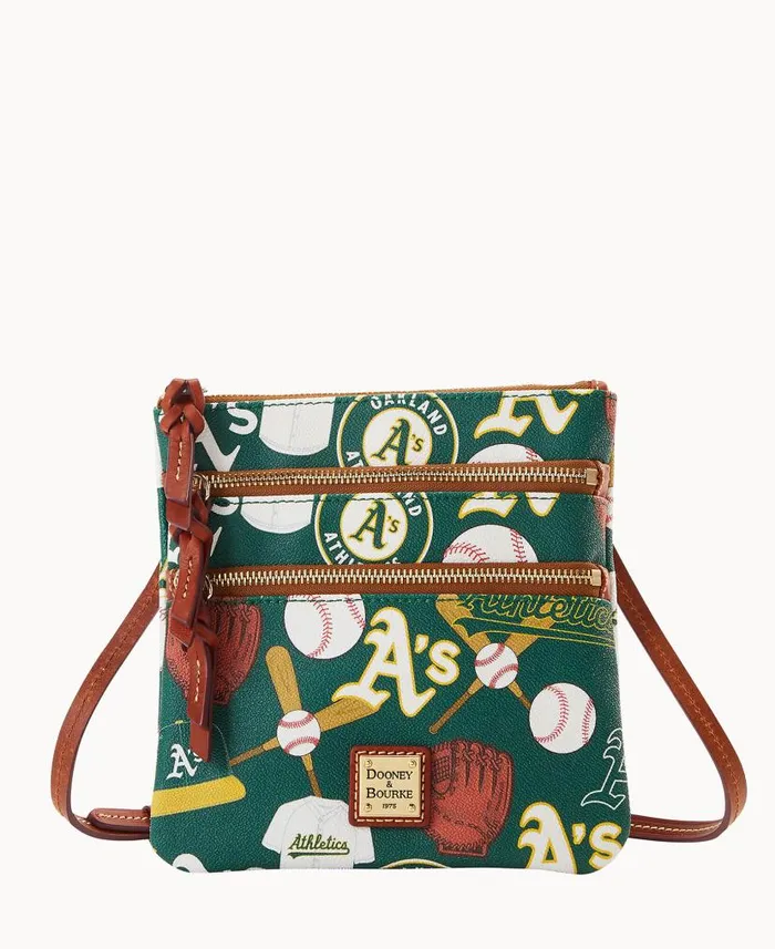 MLB Athletics N S Triple Zip Crossbody Athletics Woman Dooney and Bourke Crossbodies MLB Athletics N S Triple Zip Crossbody Athletics Woman Dooney and Bourke Crossbodies