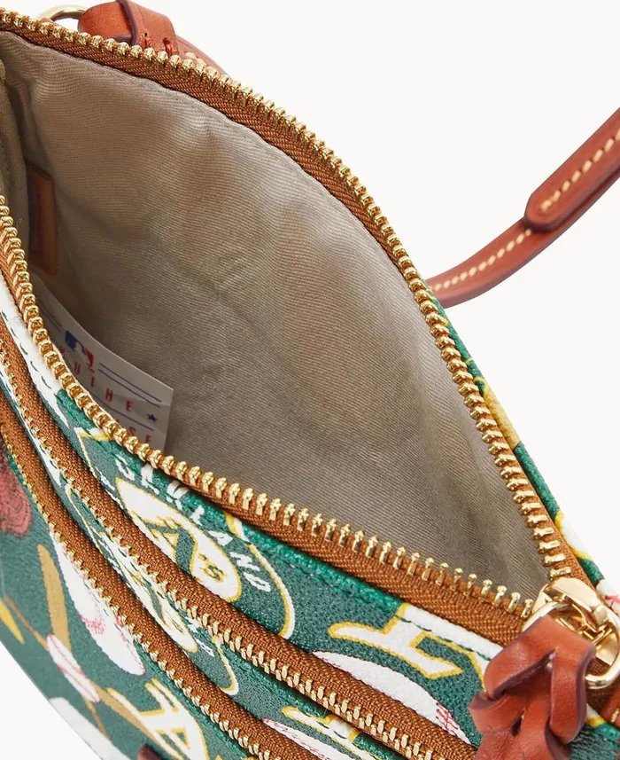 MLB Athletics N S Triple Zip Crossbody Athletics Woman Dooney and Bourke Crossbodies MLB Athletics N S Triple Zip Crossbody Athletics Woman Dooney and Bourke Crossbodies