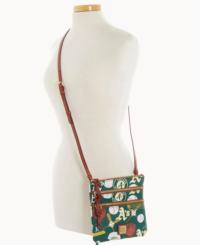 MLB Athletics N S Triple Zip Crossbody Athletics Woman Dooney and Bourke Crossbodies MLB Athletics N S Triple Zip Crossbody Athletics Woman Dooney and Bourke Crossbodies