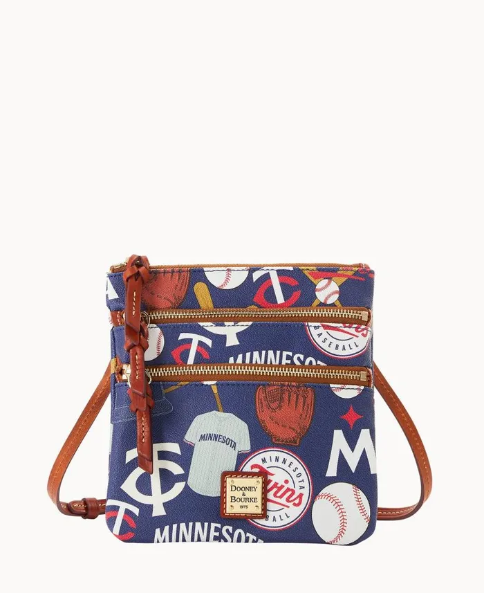 MLB Twins N S Triple Zip Crossbody Twins Woman Dooney and Bourke Crossbodies