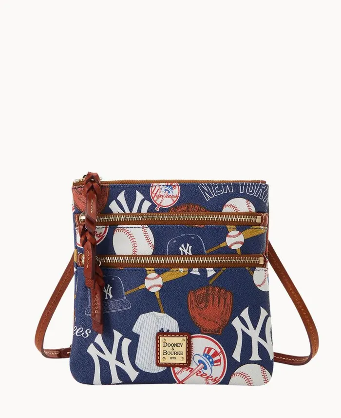 MLB Yankees N S Triple Zip Crossbody Yankees Woman Dooney and Bourke Crossbodies MLB Yankees N S Triple Zip Crossbody Yankees Woman Dooney and Bourke Crossbodies