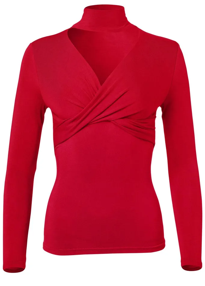 Mockneck Top Red Women VENUS Venus Basics Tops