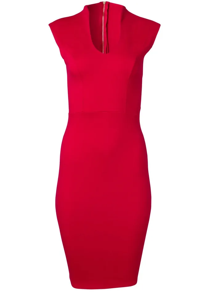 MOCK V MIDI DRESS Red Women VENUS Midi Dresses