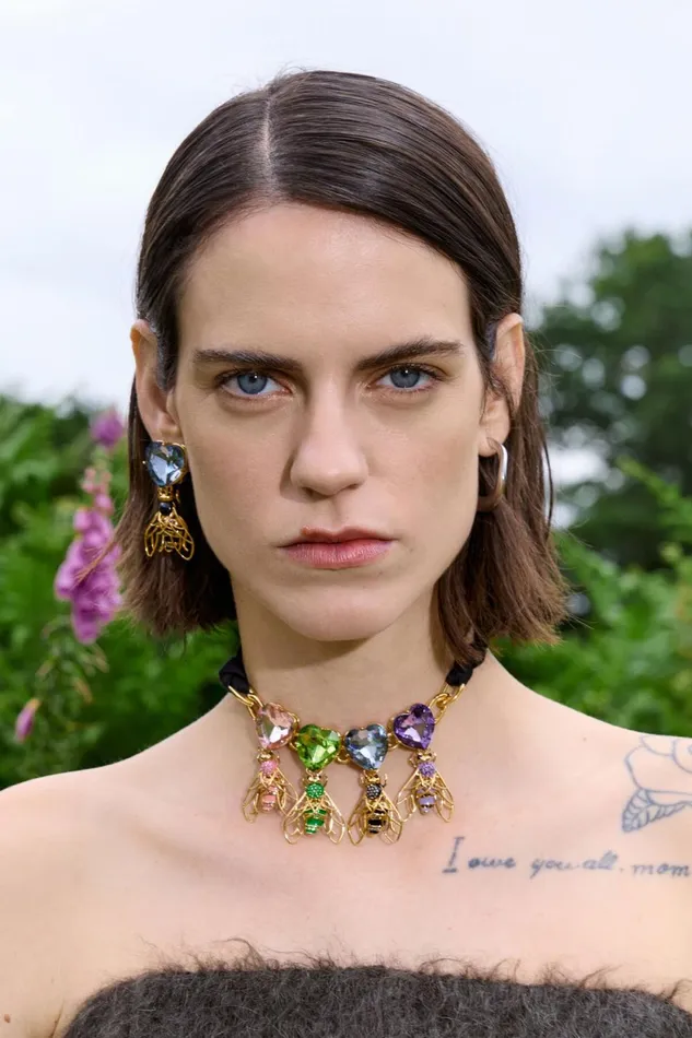 Multicolor Heart Crystals And Bees Necklace Black Women Bimba Y Lola Necklaces