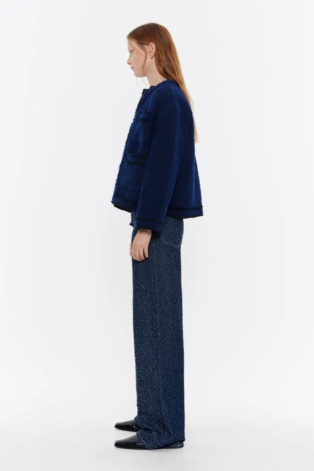 Navy Reversible Tweed Jacket Navy Women Bimba Y Lola Jackets And Blazers Navy Reversible Tweed Jacket Navy Women Bimba Y Lola Jackets And Blazers