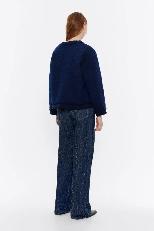 Navy Reversible Tweed Jacket Navy Women Bimba Y Lola Jackets And Blazers Navy Reversible Tweed Jacket Navy Women Bimba Y Lola Jackets And Blazers