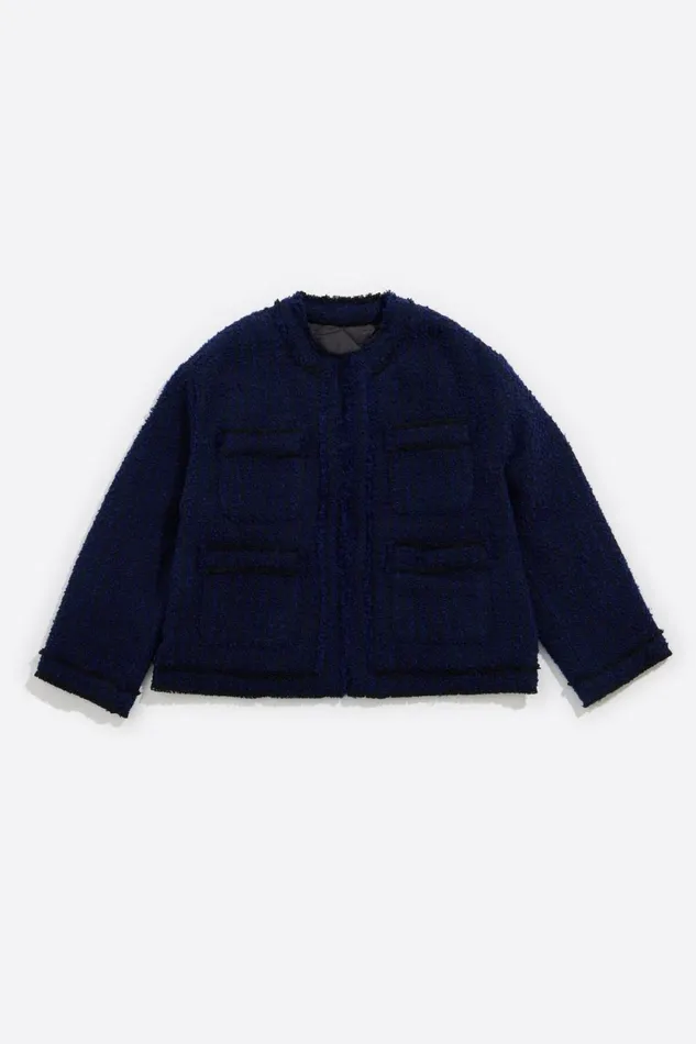 Navy Reversible Tweed Jacket Navy Women Bimba Y Lola Jackets And Blazers Navy Reversible Tweed Jacket Navy Women Bimba Y Lola Jackets And Blazers