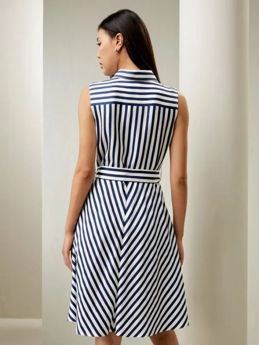 Navy Style Striped Silk Shirtdress For Practical And Versatile Style Women Jumpsuits Lilysilk Dresses
