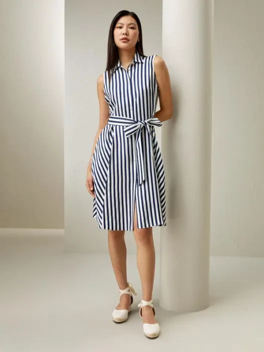 Navy Style Striped Silk Shirtdress For Practical And Versatile Style Women Jumpsuits Lilysilk Dresses