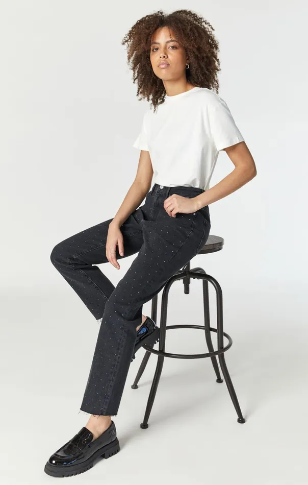 New York Straight Leg In Shiny Smoke Denim Women Mavi Jeans Denim