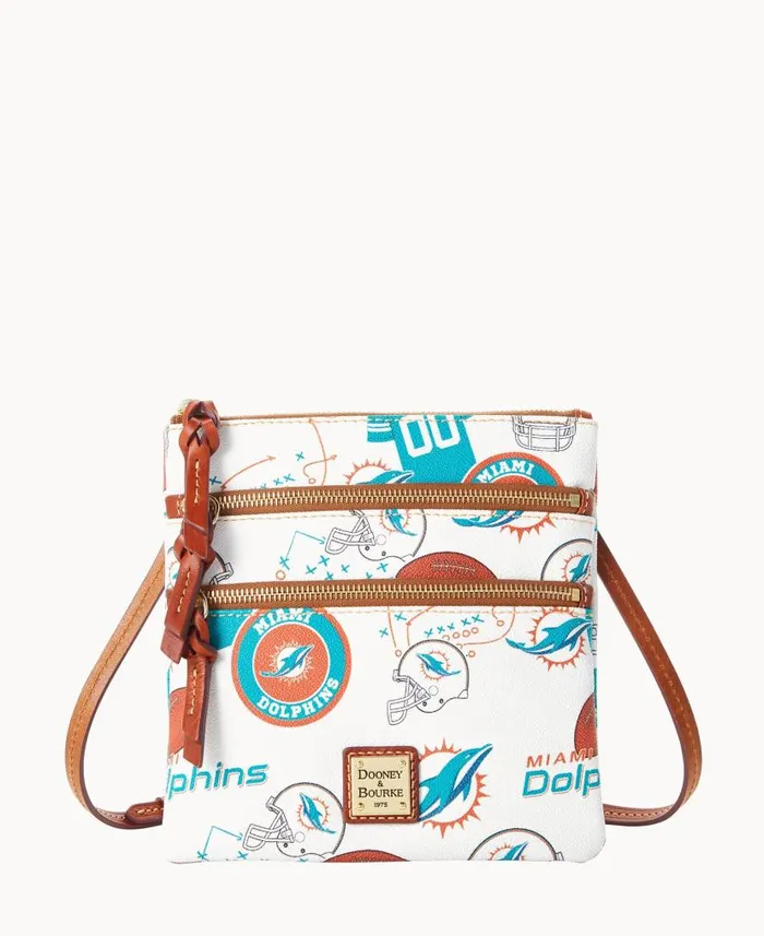 NFL Dolphins N S Triple Zip Crossbody Dolphins Woman Dooney and Bourke Crossbodies NFL Dolphins N S Triple Zip Crossbody Dolphins Woman Dooney and Bourke Crossbodies