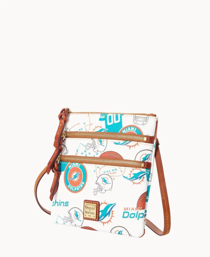 NFL Dolphins N S Triple Zip Crossbody Dolphins Woman Dooney and Bourke Crossbodies NFL Dolphins N S Triple Zip Crossbody Dolphins Woman Dooney and Bourke Crossbodies