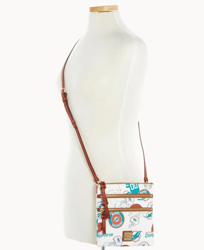NFL Dolphins N S Triple Zip Crossbody Dolphins Woman Dooney and Bourke Crossbodies NFL Dolphins N S Triple Zip Crossbody Dolphins Woman Dooney and Bourke Crossbodies