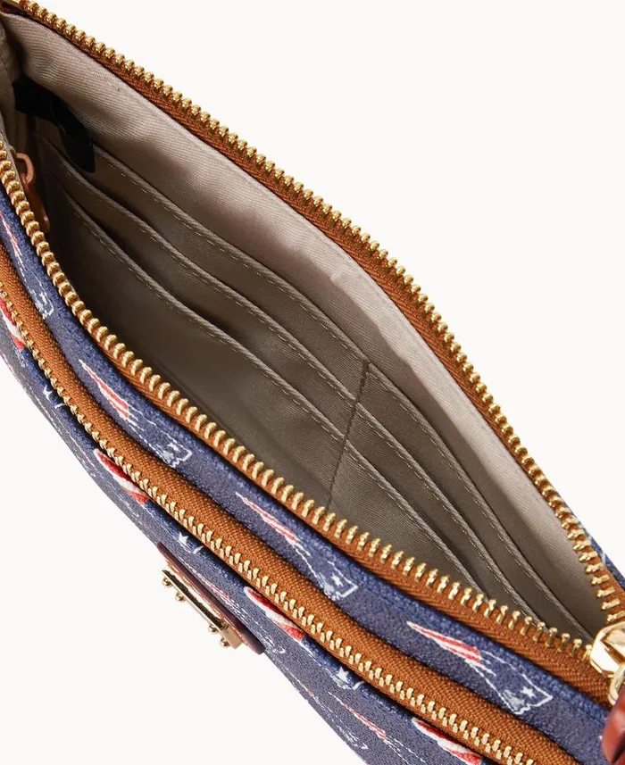 NFL Patriots Double Zip Wristlet New England Patriots ManWoman Dooney and Bourke Wallets NFL Patriots Double Zip Wristlet New England Patriots ManWoman Dooney and Bourke Wallets