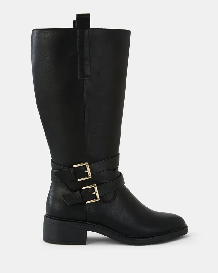 NOVO Shoes JOANY BLACK Zip Up Boots Women Flat Boots